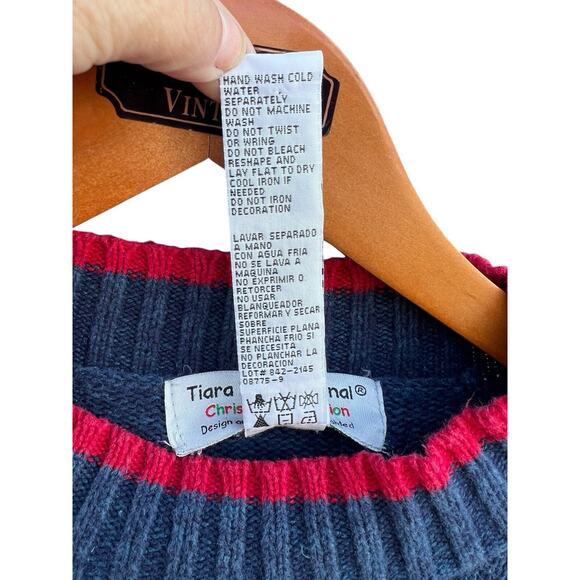 Tiara International Christmas Collection Pullover Mock Sweater Happy Holidays XL - Picture 4 of 6